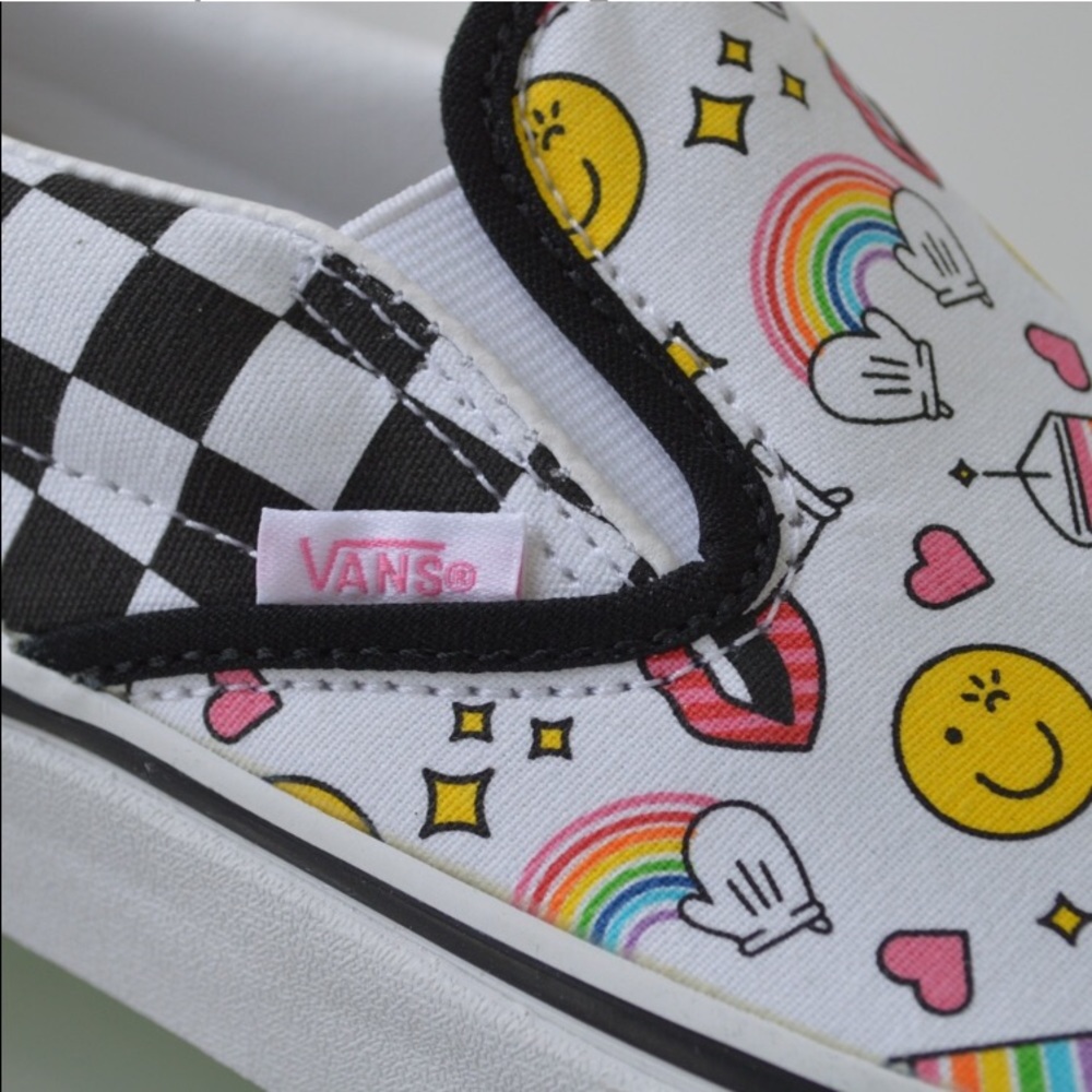 Vans slip on flour shop cake bake checker sneakers shoes bakery white new
